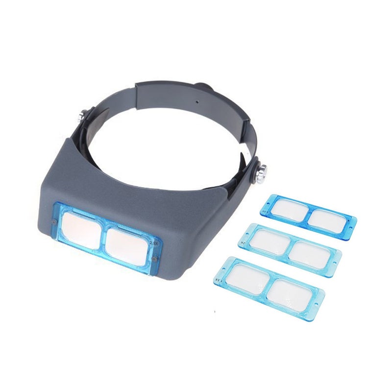 PHYHOO Headband Magnifier Binocular Magnifying Glass Jewelry Magnifiers Headmounted Double Lens Reading Jewelers Tools Head Wearing 4 Magnifications